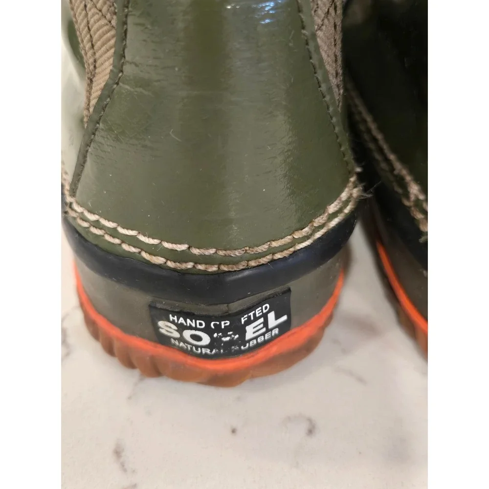 Sorel Out N About Rain Boots Waterproof Olive Green Orange  Womens 7.5